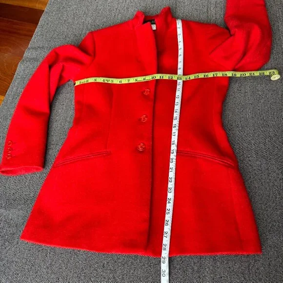 Wool Alpaca Blend Blazer Harvé Benard Red Jacket - Picture 13 of 17